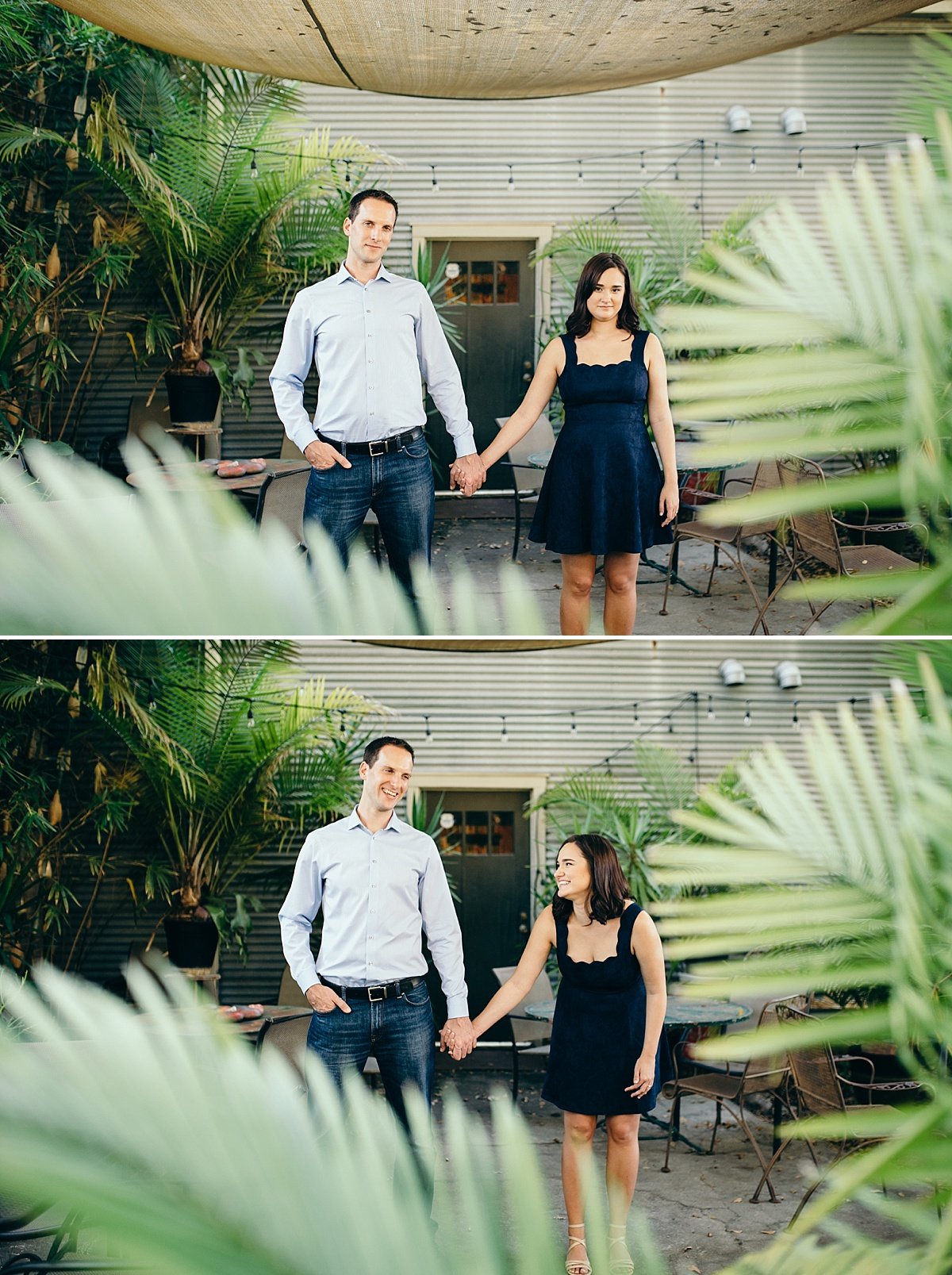 a couple on the porch of Kaboom Books in Houston, TX