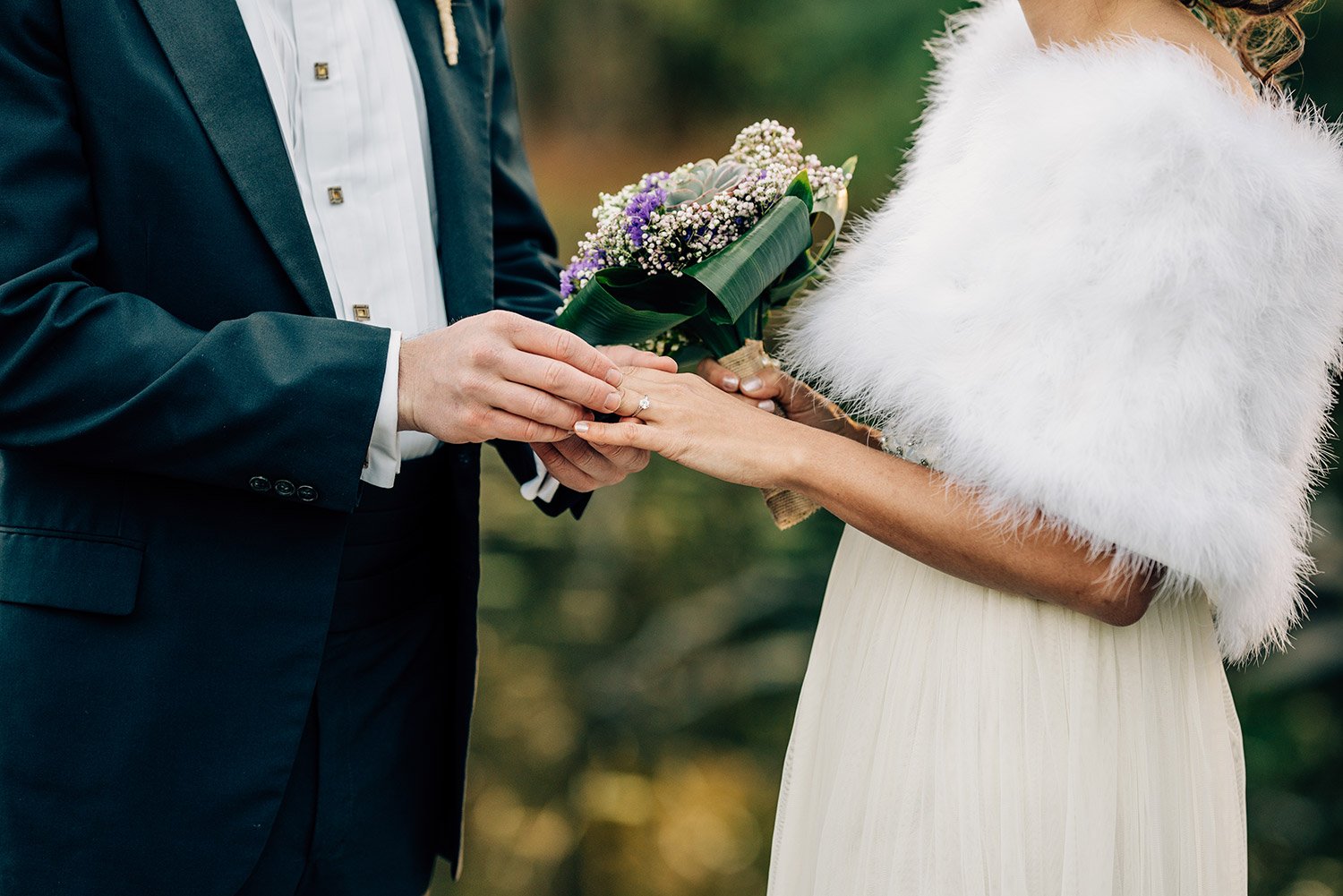 putting a ring on bride's finger