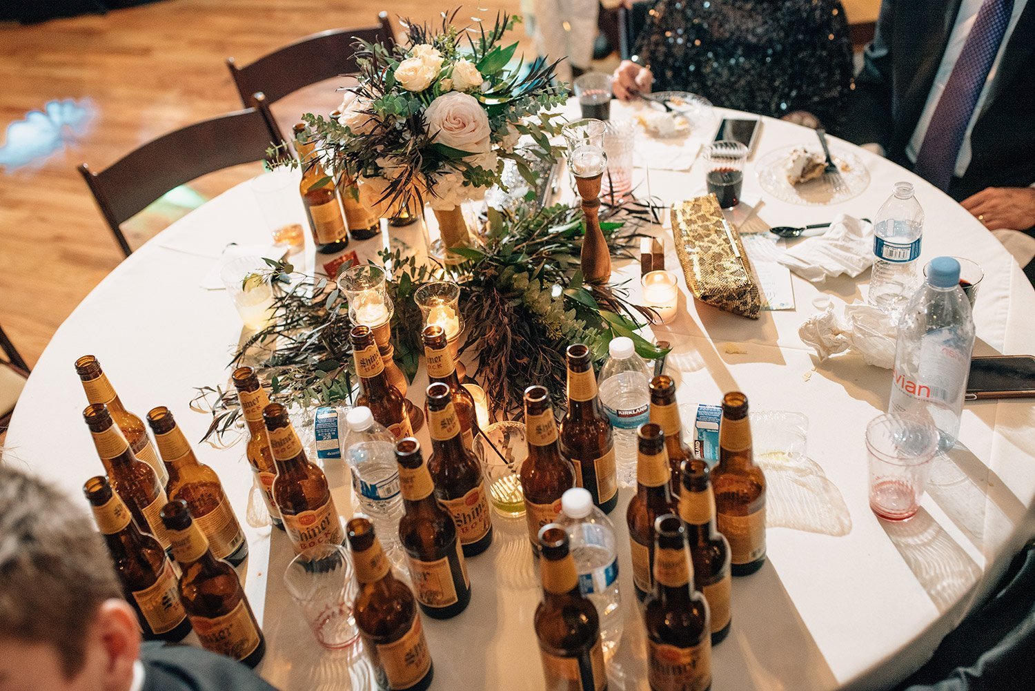 shiner bock on table at wedding