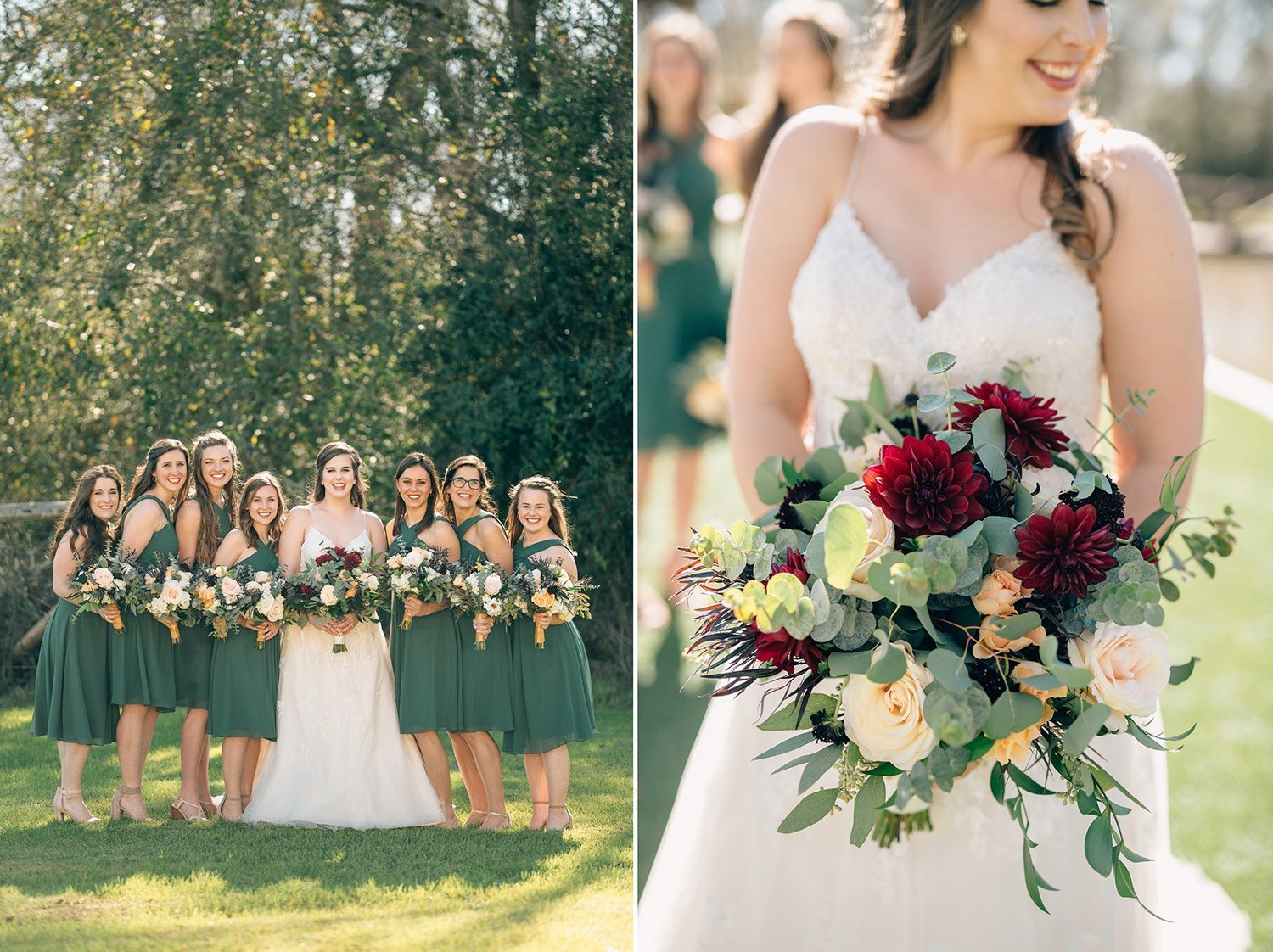bridesmaid and wedding bouquet details