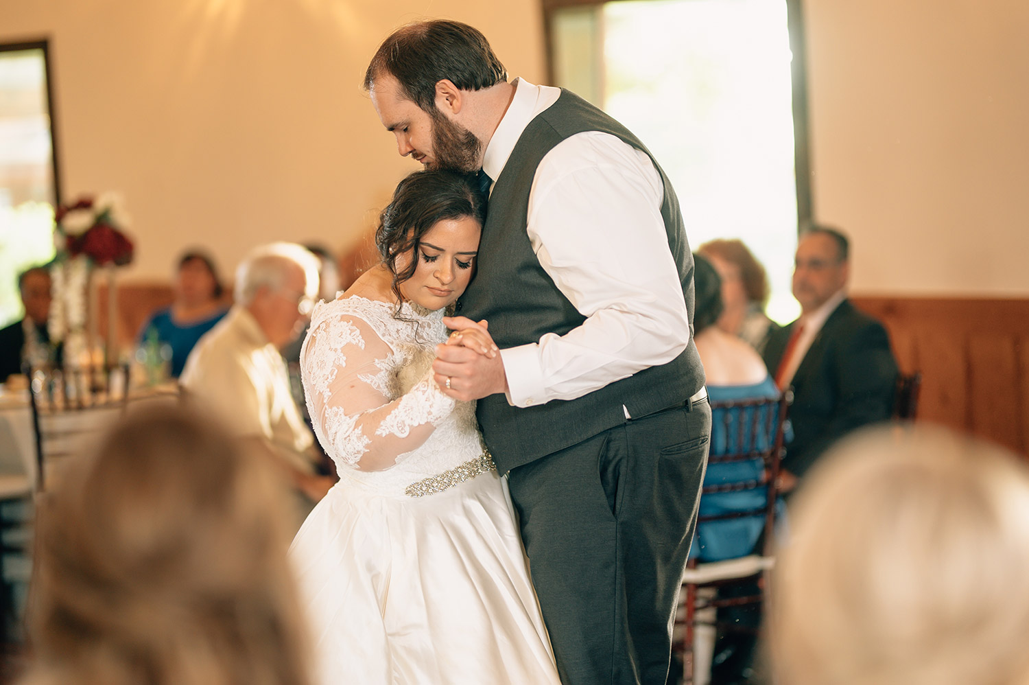 bride and groom first dance during wedding at cotton gin no. 116