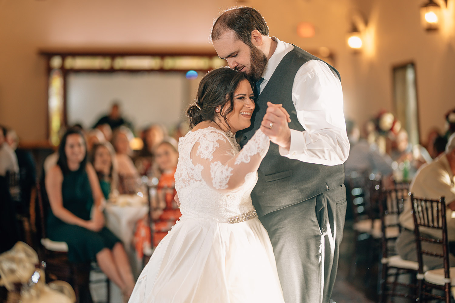 bride and groom first dance during wedding at cotton gin no. 116